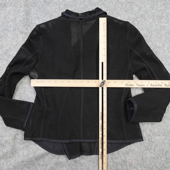 Akris Punto Blazer Womens 8 Mesh Open Knit Moto Zip Black Sheer Jacket - Picture 8 of 11